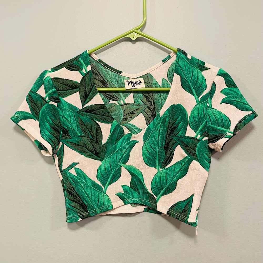 Show me your mumu crop top! Green palms leaf crop top size small!